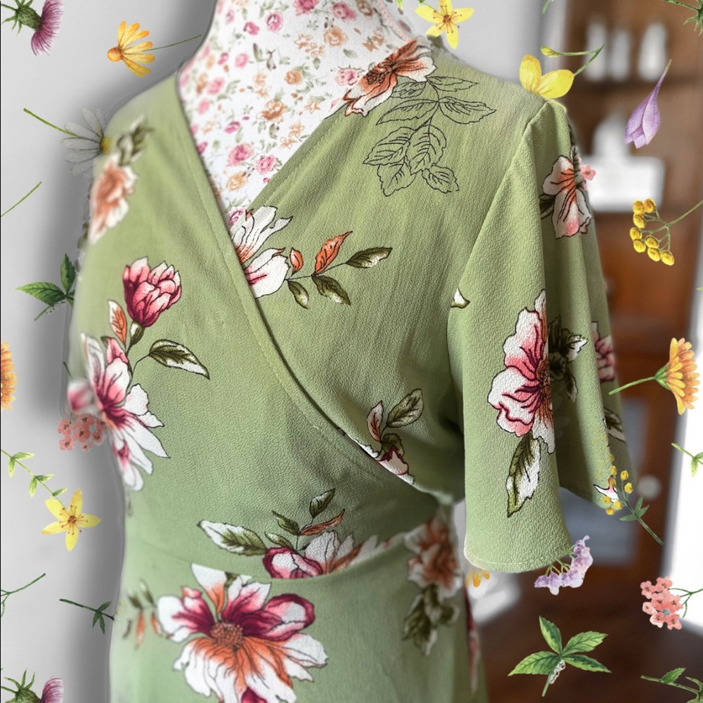 Garden Green Wrap Dress